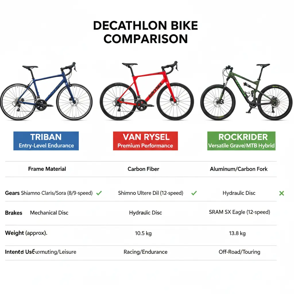 Decathlon Ciclismo 2026: Guia Completo das Marcas Próprias (Triban, Van Rysel, Rockrider)